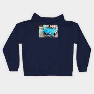 Blue And White Car In Havana Cuba Kids Hoodie